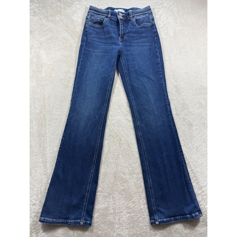 Vervet Womens T6036 Bootcut Stretch Dark Wash Blue Jeans 28 Meas: 26x32